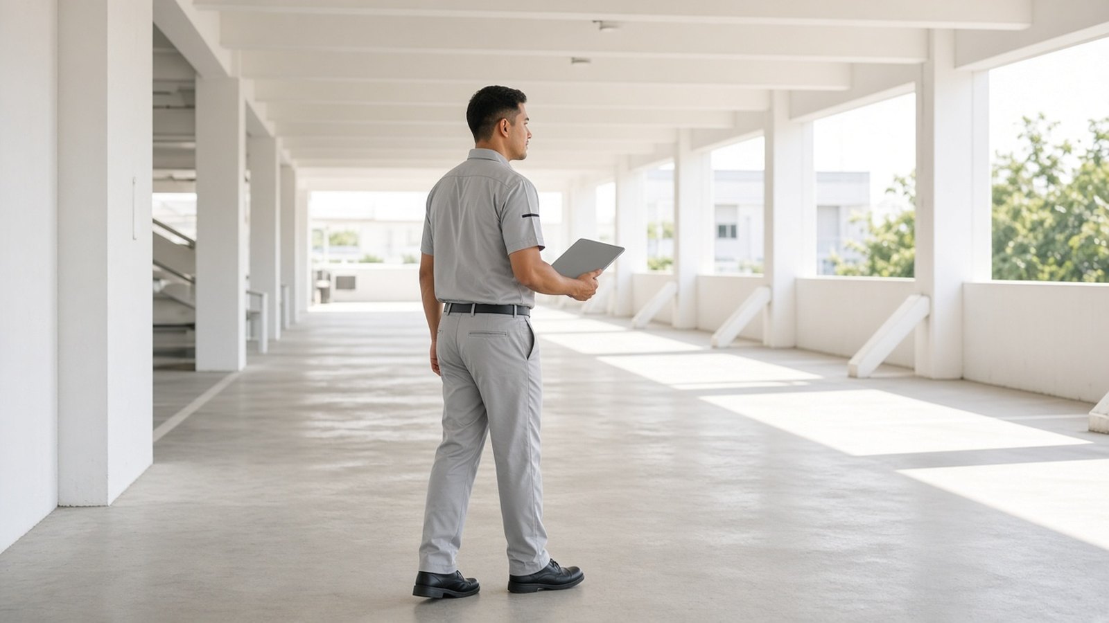 Parking facility operations with occupancy and access equipment.